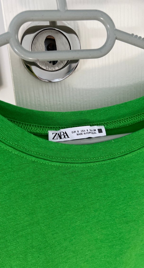 ZARA Yeşil Pamuklu Kadın Tişörtü, Salaş Kesim - Görsel 2