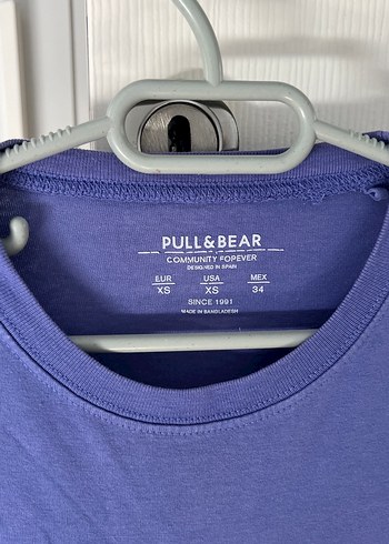 Pull and Bear Mor Kısa Kollu Kadın Pamuk Tişört - Görsel 2