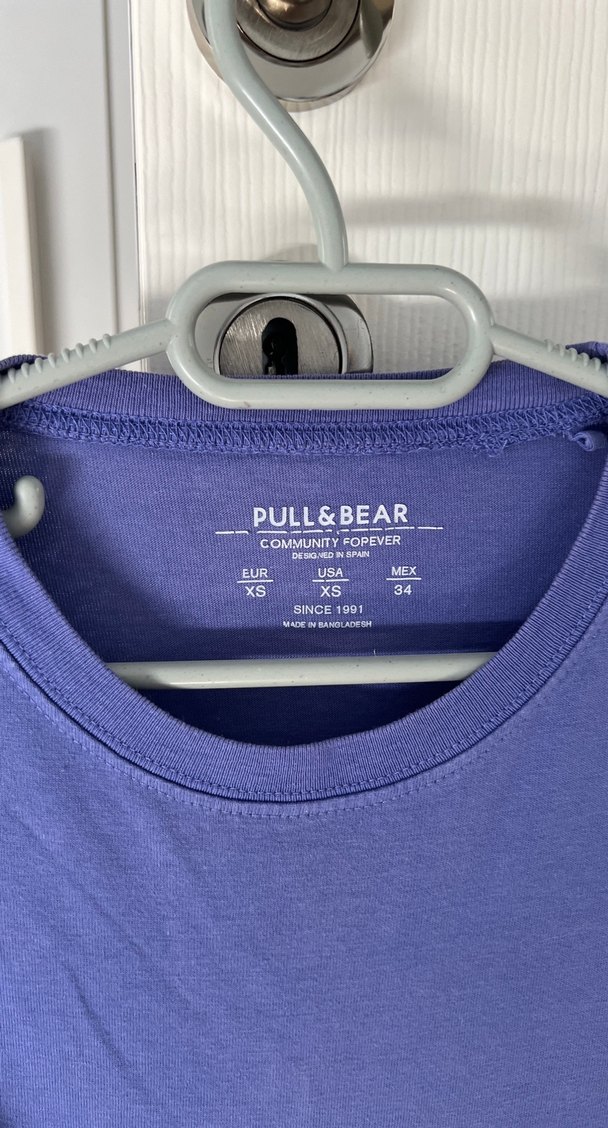Pull and Bear Mor Kısa Kollu Kadın Pamuk Tişört - Görsel 2