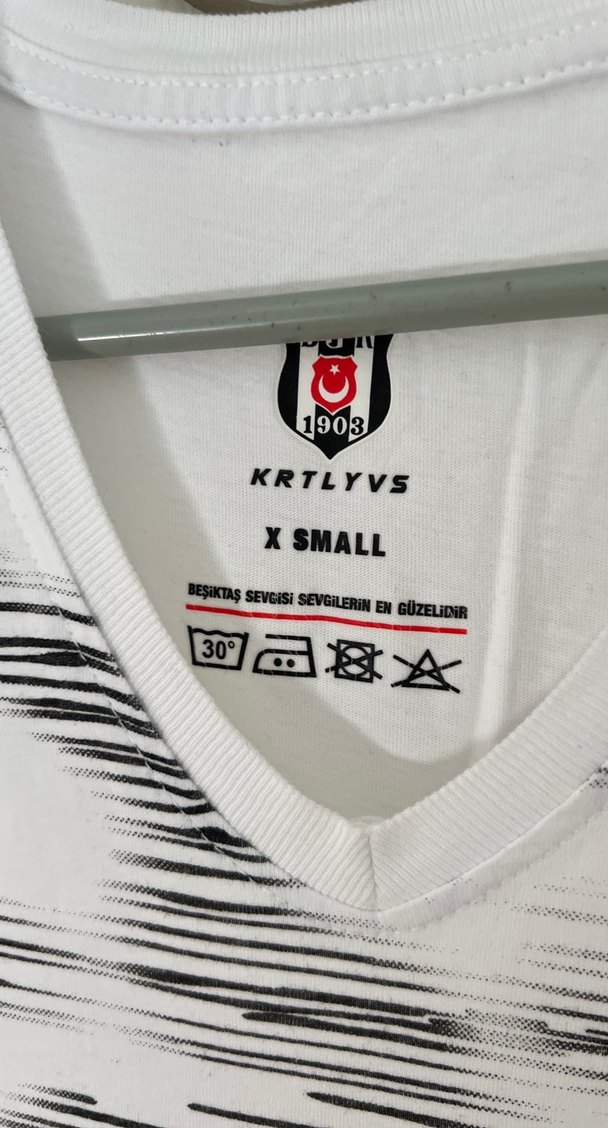 BJK Kartal Yuvası Beyaz Gri V Yaka Erkek Tişört - Görsel 2