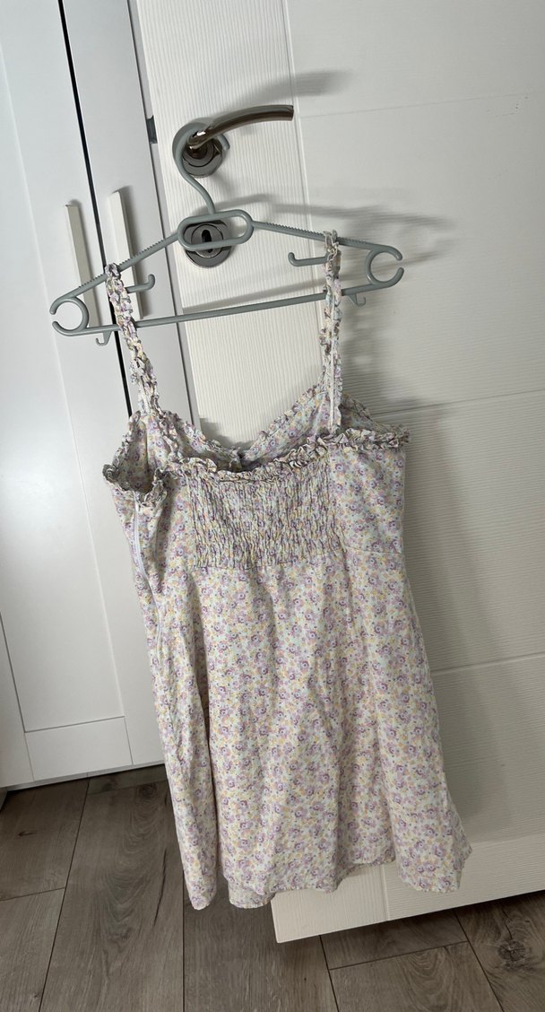 Çiçek Desenli Askılı Mini Elbise - Görsel 3