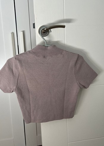 Zara lila Yarım Balıkçı Yaka Kısa Crop Top - Görsel 3