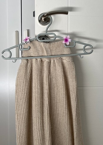 Bej Triko Rahat Kesim Kadın Pantolon - Görsel 5