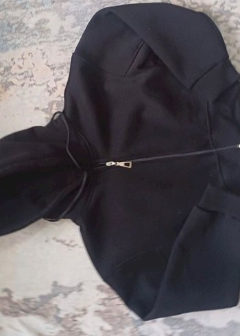 s Beden Fermuarlı Siyah Kadın Sweatshirt