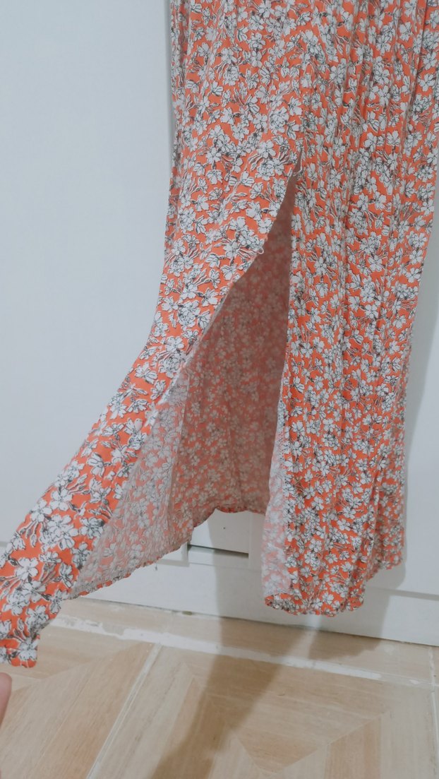 turuncu  Kısa Kollu Midi Elbise - Görsel 2