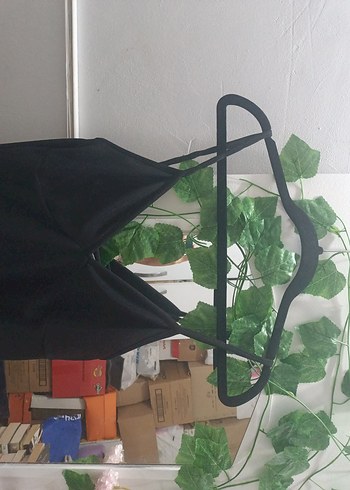 Siyah Drapeli V Yaka Midi Elbise - Görsel 2