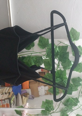 Siyah Drapeli V Yaka Midi Elbise - Görsel 3