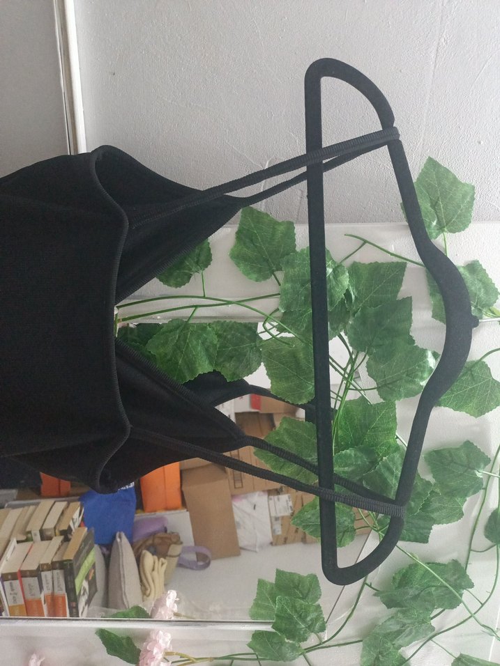 Siyah Drapeli V Yaka Midi Elbise - Görsel 3