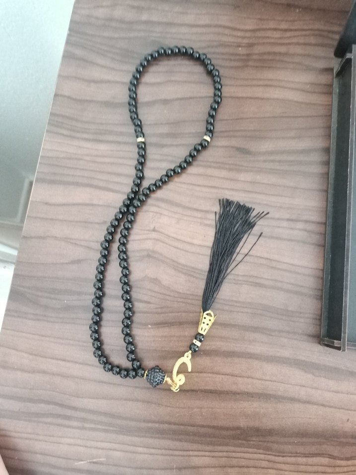 Siyah Kadife Kaplı Kuran-ı Kerim ve Tesbih Seti - Görsel 3