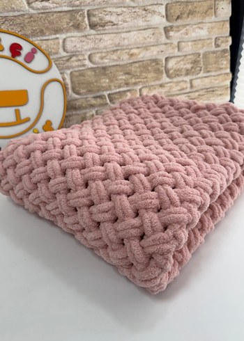 Örgü Desenli Kahverengi Çocuk Battaniyesi - Görsel 2