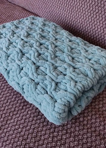 Örgü Desenli Kahverengi Çocuk Battaniyesi - Görsel 3