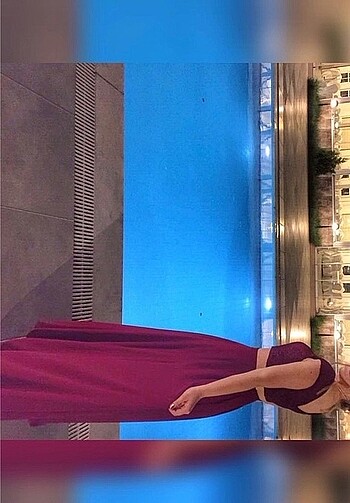 Bordo 2 Parça Dantelli Mezuniyet Elbisesi - Görsel 5