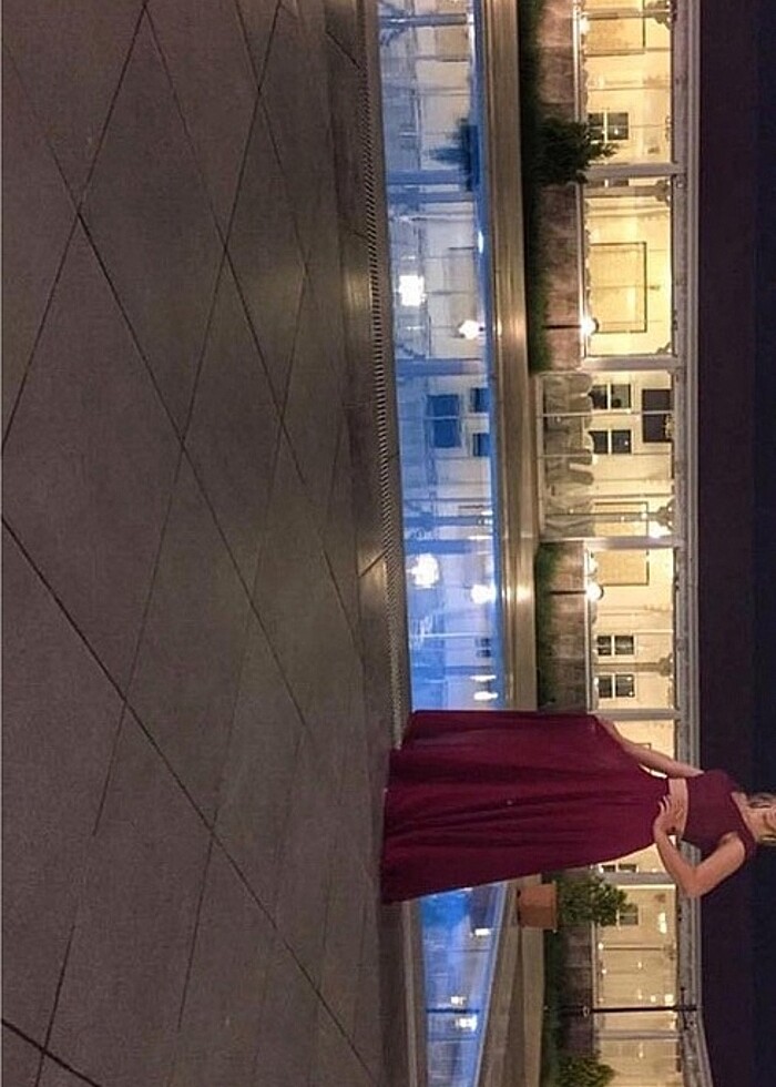 Bordo 2 Parça Dantelli Mezuniyet Elbisesi - Görsel 4