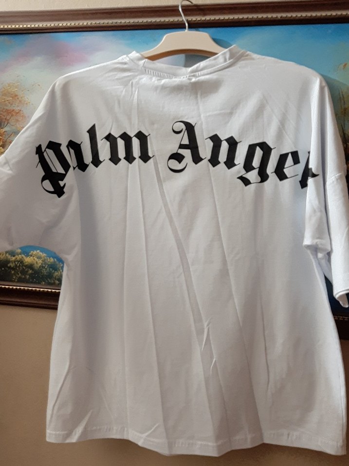 Palm Angels Beyaz Baskılı Oversize Tişört - Görsel 2