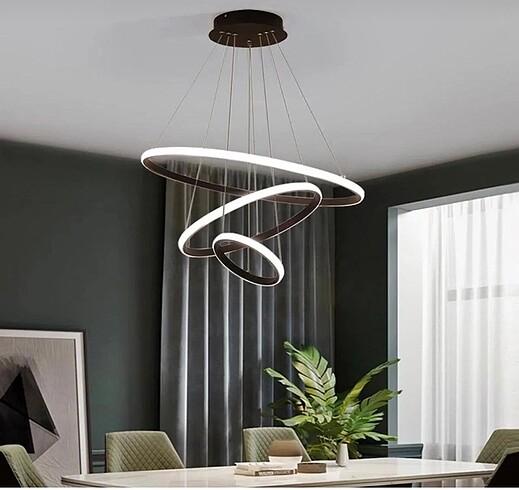 Frieza siyah kasa 3 halkalı beyaz led avize
