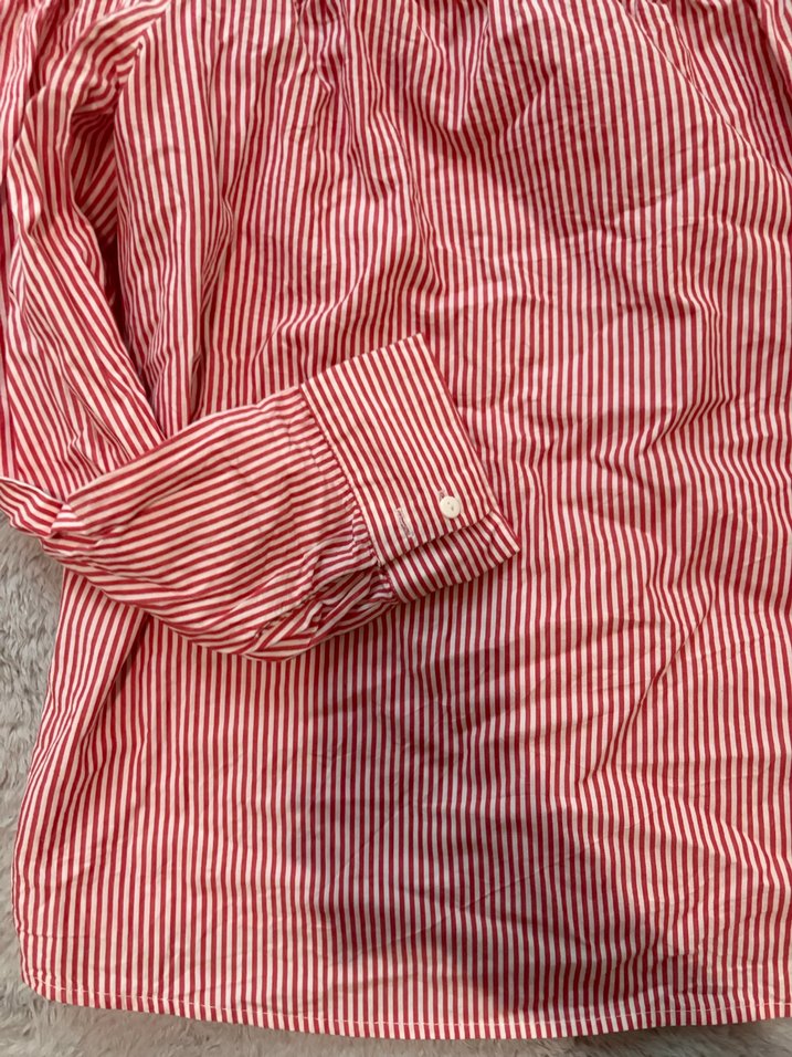 Kırmızı Çizgili Omuz Bağlamalı Bluz - Görsel 3