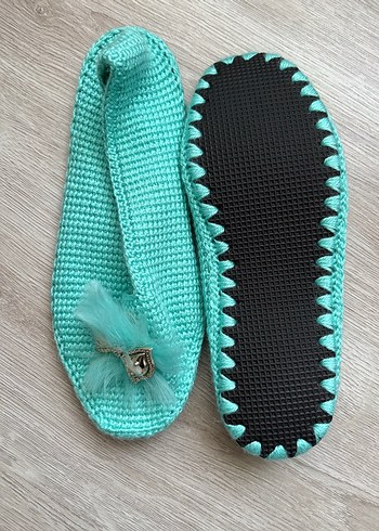 Turkuaz Örgü Kadın Terlik - Görsel 4