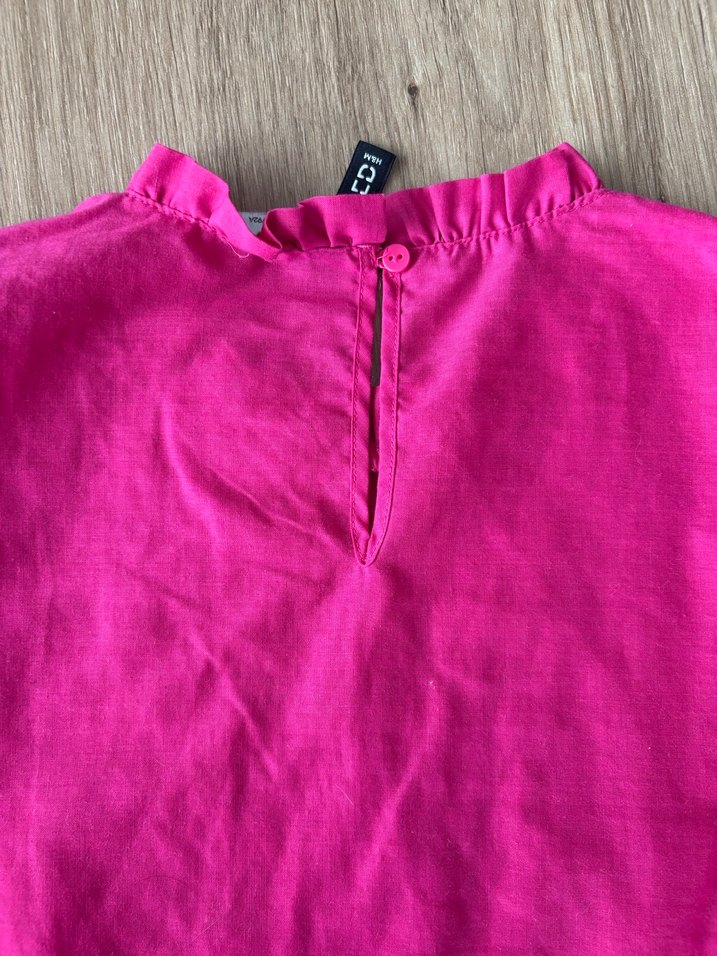 Pembe Fırfırlı Uzun Kollu Keten Bluz - Görsel 4