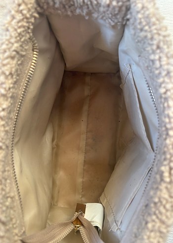 Kürk Detaylı Süet Kadın Çanta Bej - Görsel 4