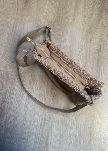 Kürk Detaylı Süet Kadın Çanta Bej - Görsel 3