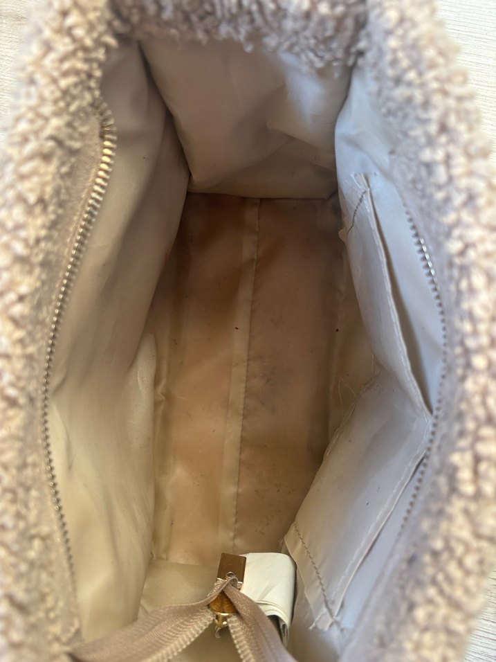 Kürk Detaylı Süet Kadın Çanta Bej - Görsel 4