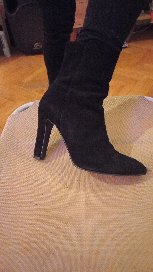 Hakiki deri Siyah Süet Stiletto Çizme — görsel 2/5