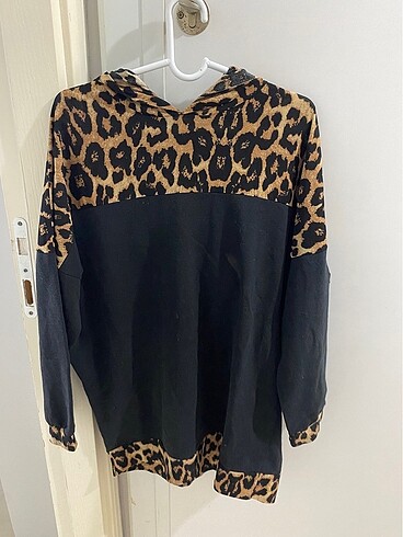 Diğer Leopar Desenli Şapkalı Sweater