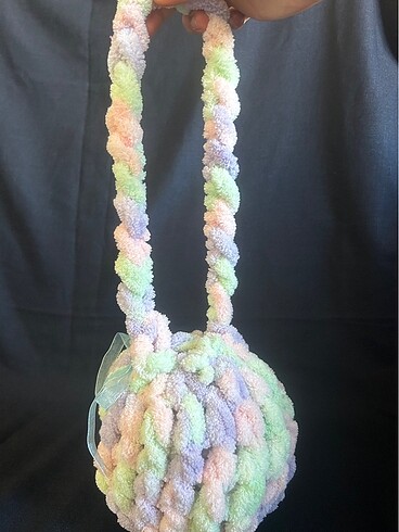 Unicorn yuvarlak örgü Puffy çanta - Görsel 3