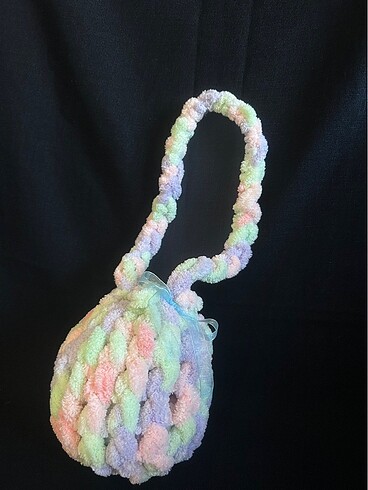 Unicorn yuvarlak örgü Puffy çanta - Görsel 4