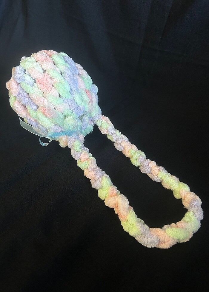 Unicorn yuvarlak örgü Puffy çanta - Görsel 2