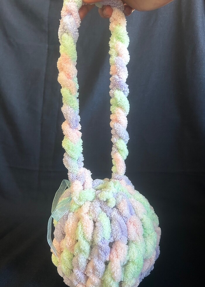 Unicorn yuvarlak örgü Puffy çanta - Görsel 3