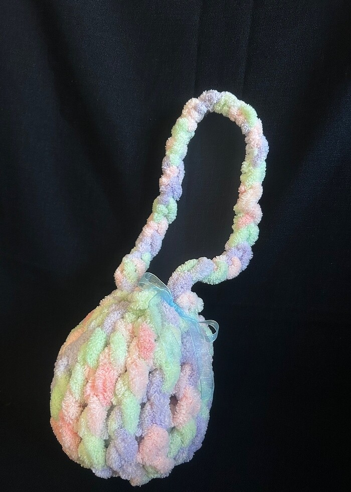 Unicorn yuvarlak örgü Puffy çanta - Görsel 4