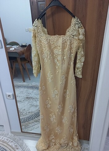 Sarı özel dikim elbise 