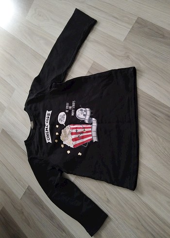 LC Waikiki Kız Çocuk Siyah Baskılı Uzun Kollu Tişört