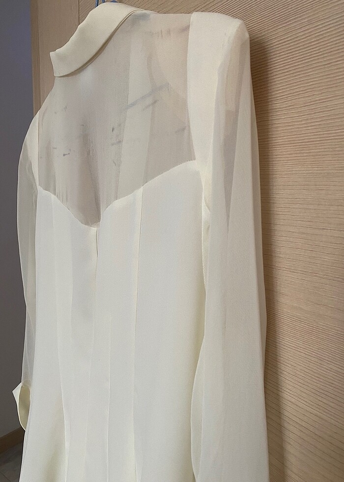 Twist Şifon Ekru Ceket - Görsel 4