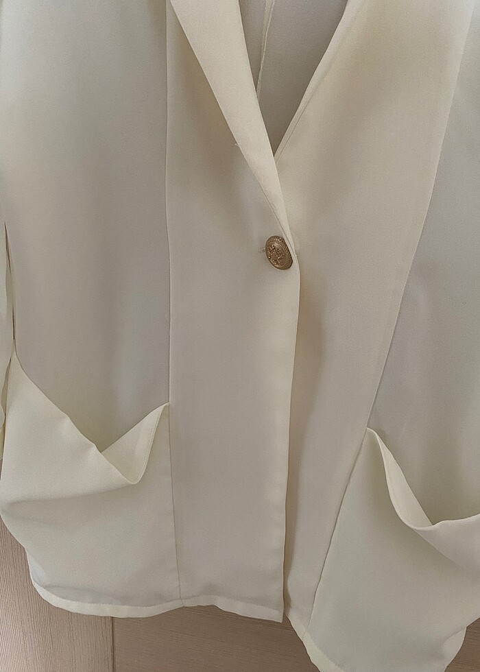 Twist Şifon Ekru Ceket - Görsel 5