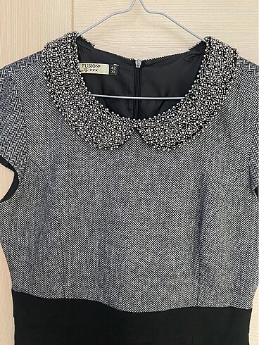 42 beden yaka detaylı elbise - Görsel 2