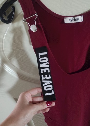 Bordo Kısa Askılı Tulum - Görsel 3