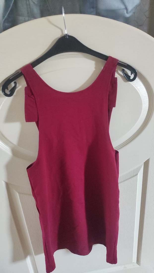 Bordo Kısa Askılı Tulum - Görsel 4