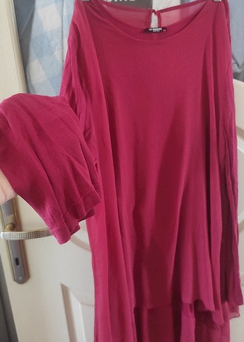 Bordo Uzun Kollu Salaş Tunik - Görsel 5