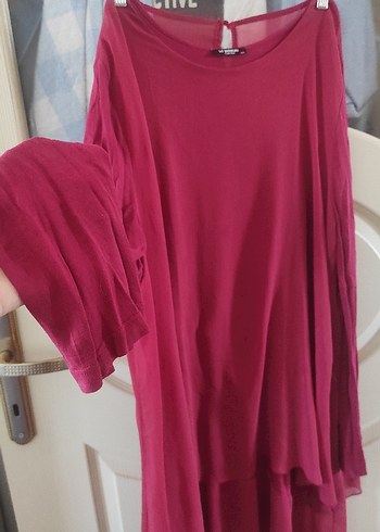 Bordo Uzun Kollu Salaş Tunik - Görsel 4