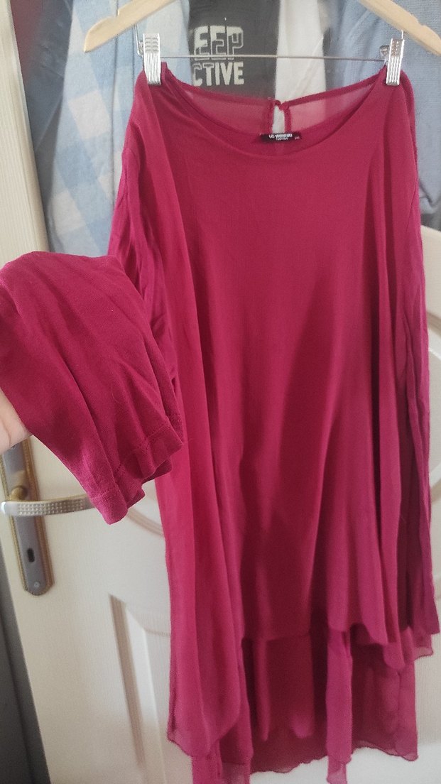 Bordo Uzun Kollu Salaş Tunik - Görsel 5