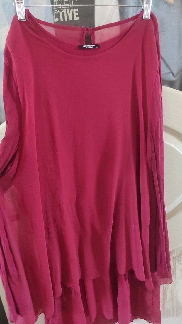 Bordo Uzun Kollu Salaş Tunik - Görsel 2