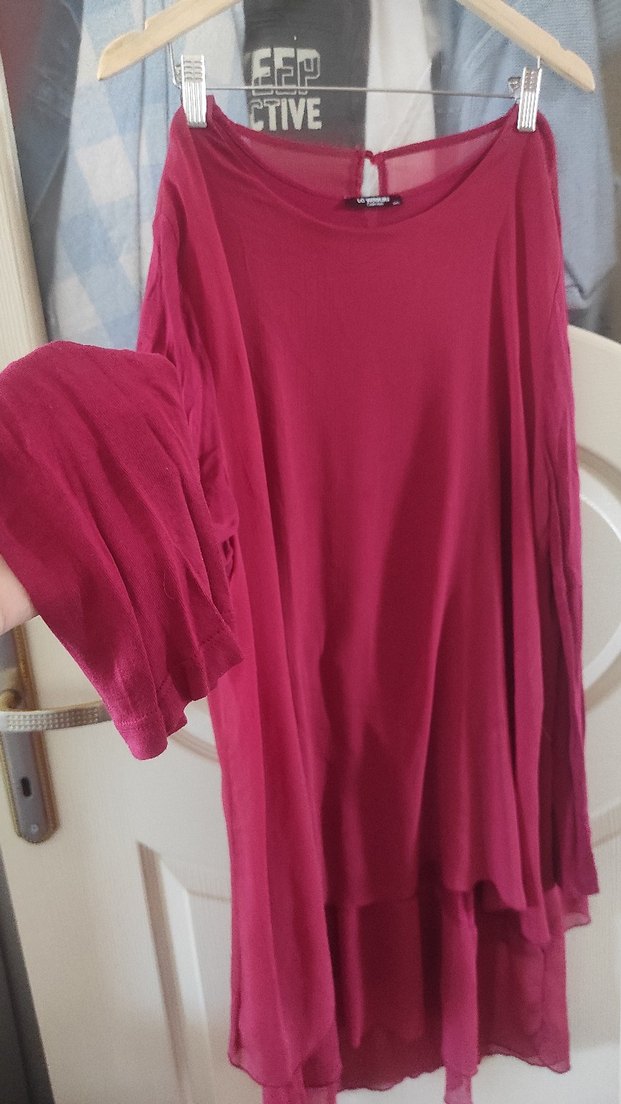 Bordo Uzun Kollu Salaş Tunik - Görsel 4