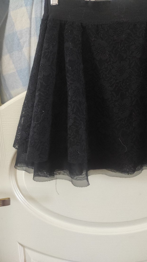 Siyah Dantel Midi Etek, Gevşek Kesim, Gotik Tarz - Görsel 5