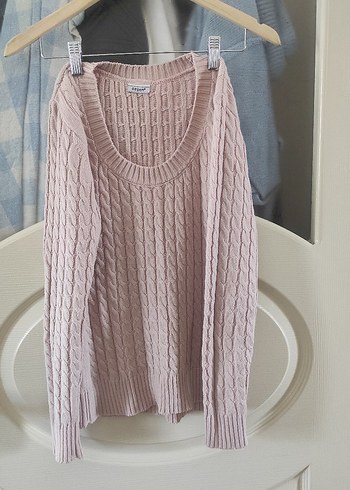 Pembe Örgü Kadın Triko Kazak (isteyene bere ile beraber vericem) - Görsel 2