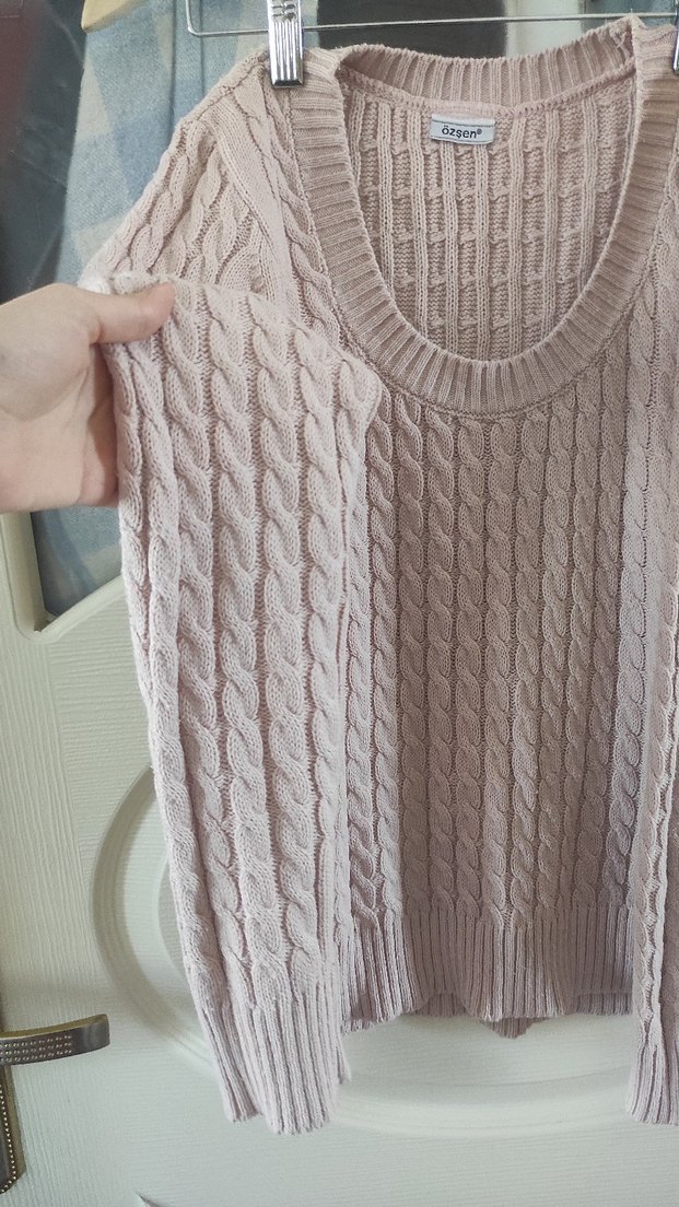 Pembe Örgü Kadın Triko Kazak (isteyene bere ile beraber vericem) - Görsel 4