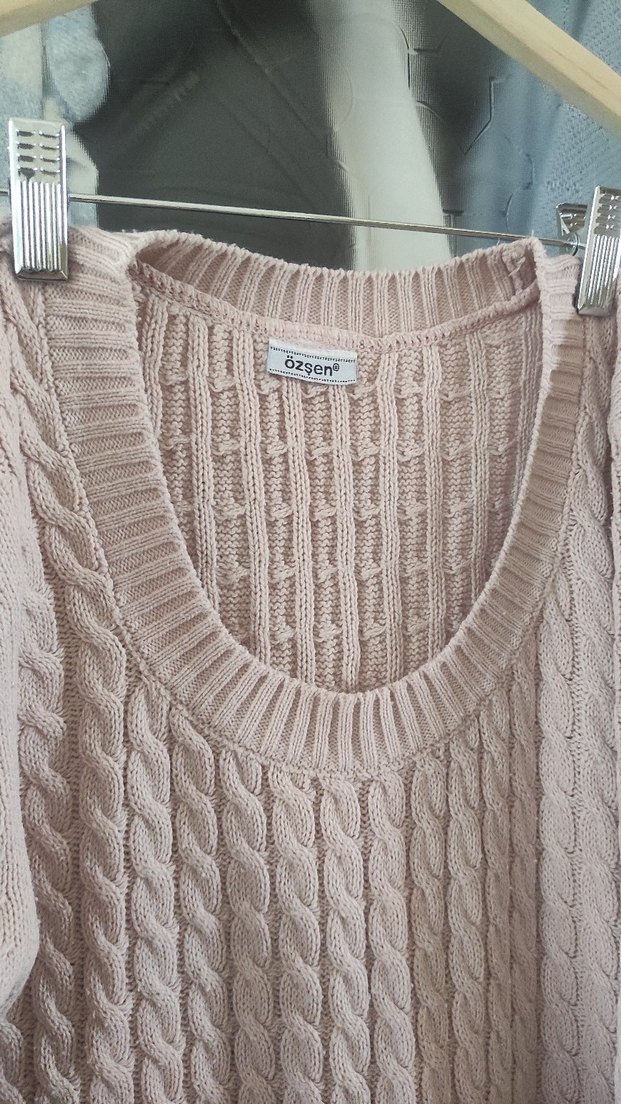 Pembe Örgü Kadın Triko Kazak (isteyene bere ile beraber vericem) - Görsel 5