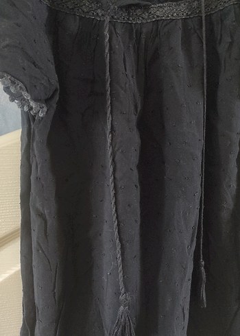 Siyah Keten Bohem Bluz - Görsel 6