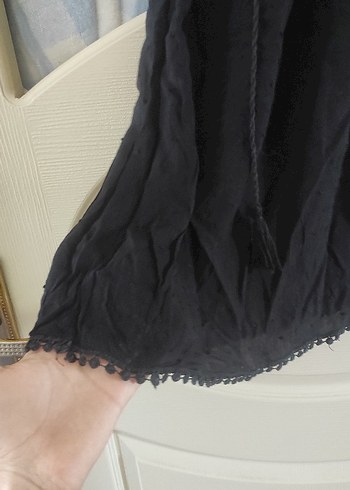 Siyah Keten Bohem Bluz - Görsel 5